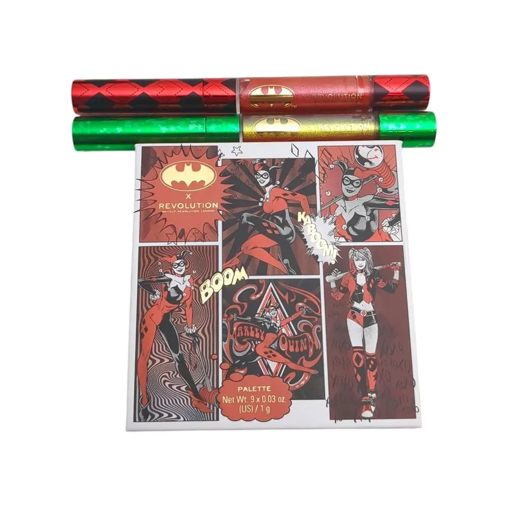Revolution X Batman Poison Ivy Harley Quinn Makeup Bag Palette Lip Liner Set 7